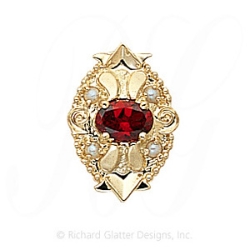 GS312 G/PL - 14 Karat Gold Slide with Garnet center and Pearl accents 